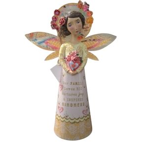 Brand New! Kelly Rae Roberts Colorful Angel Figurine w/ Heart and Floral Accents